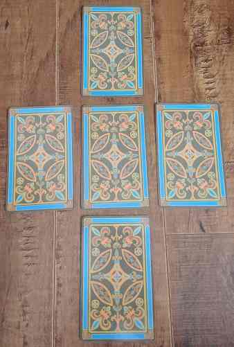 Five-card cross spread layout for relationship tarot readings