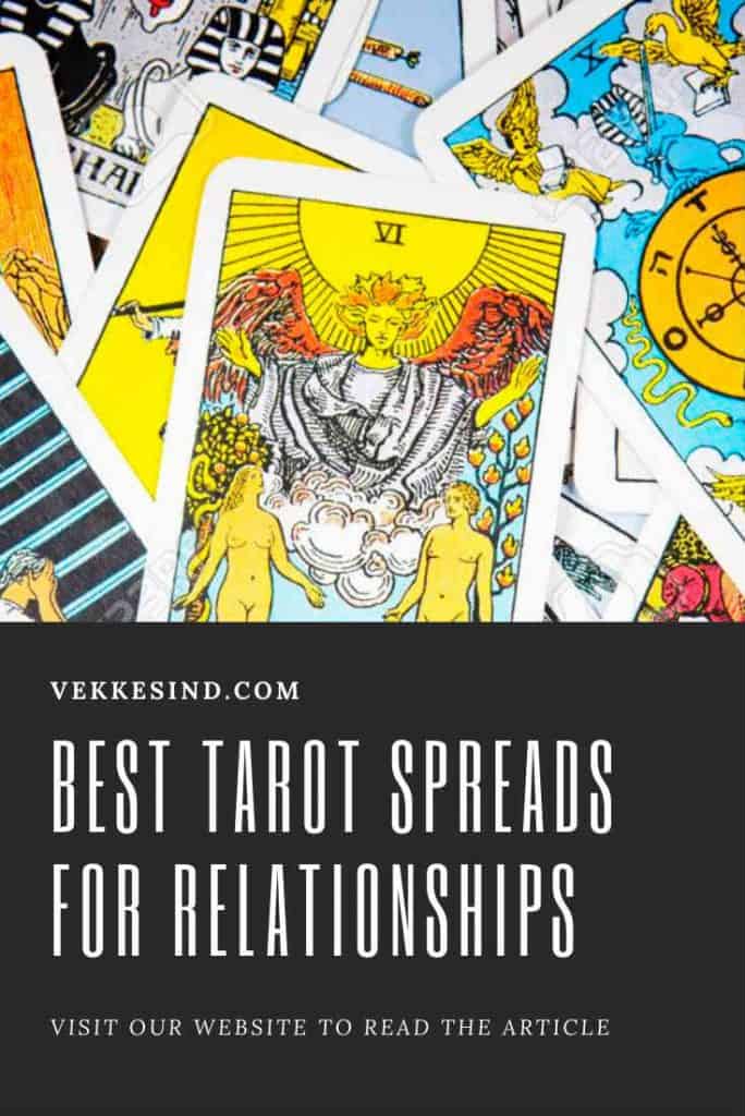 Tarot cards laid out for a relationship reading