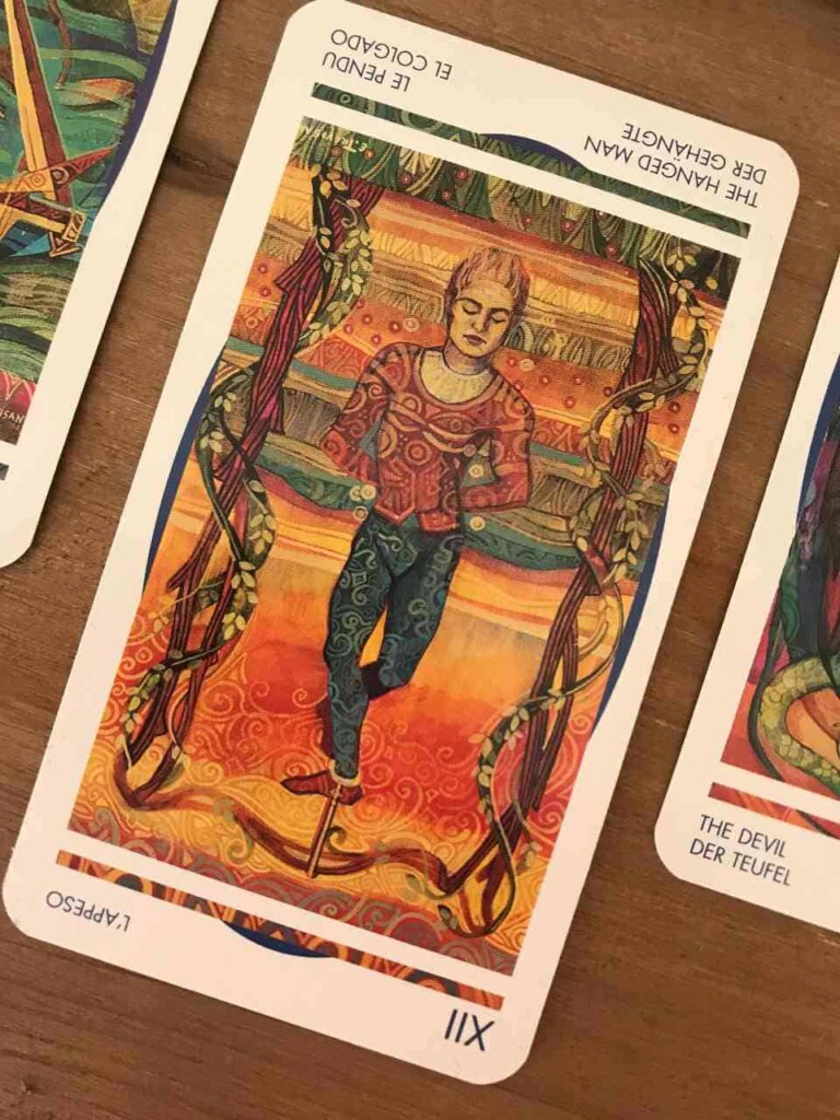The Hanged Man reversed tarot card from the Crystal Tarot