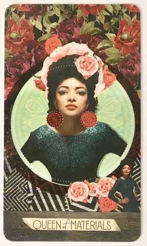 The Queen of Pentacles tarot card, representing Taurus's highest expression of generous and grounded material mastery