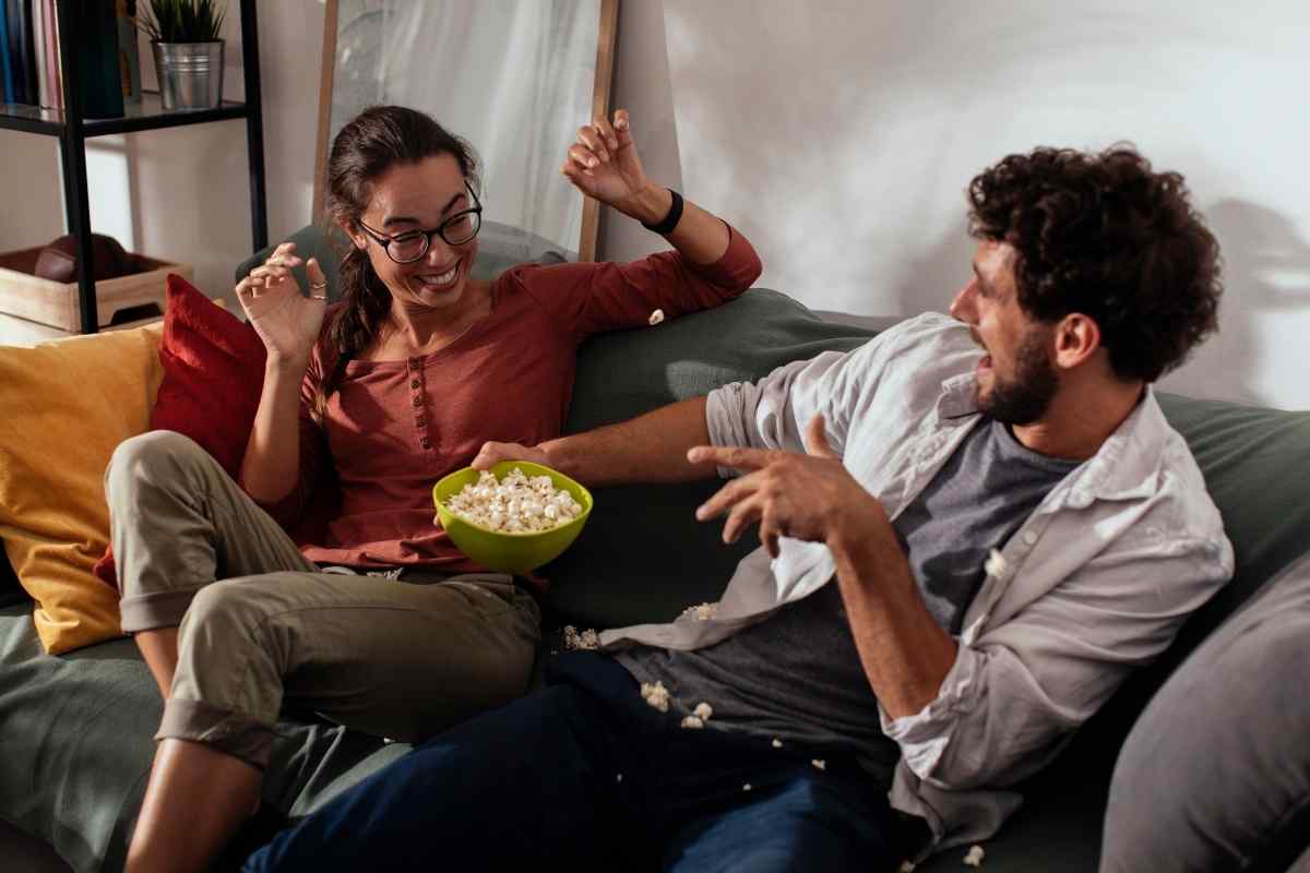 A couple engaged in a direct, confident exchange