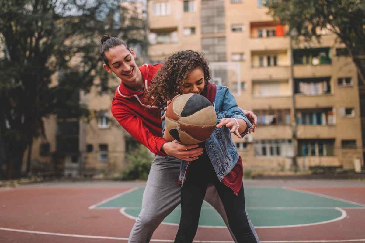 Two people sharing a charged, energetic moment of bold and mutual attraction