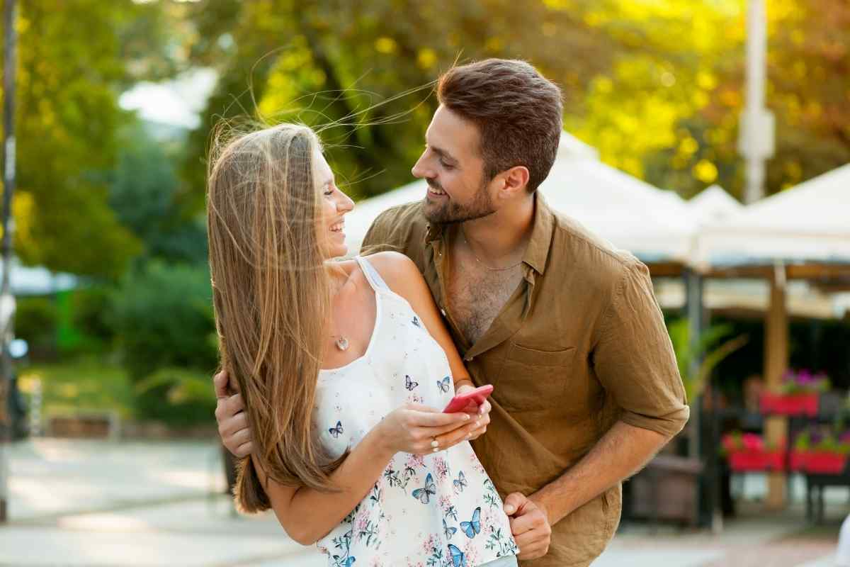 A man and woman in a direct, grounded conversation -- clearly two people who are genuine equals meeting eye to eye