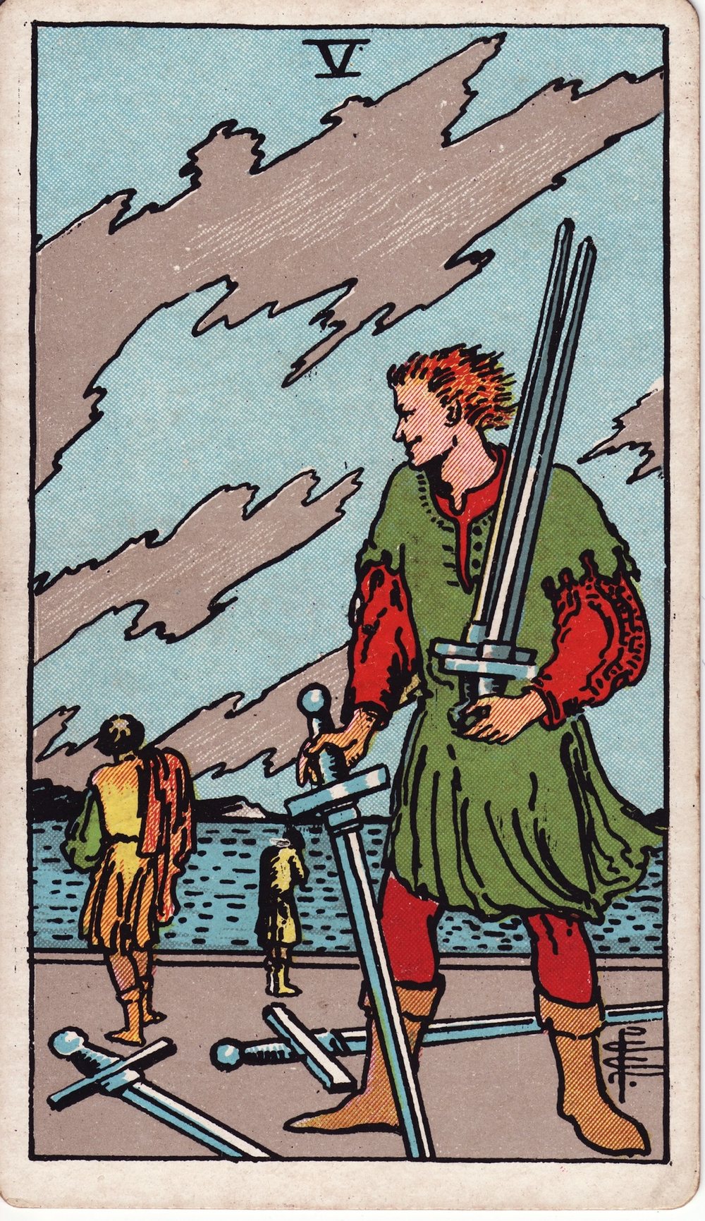 The Five of Swords card in the Rider-Waite-Smith tarot deck