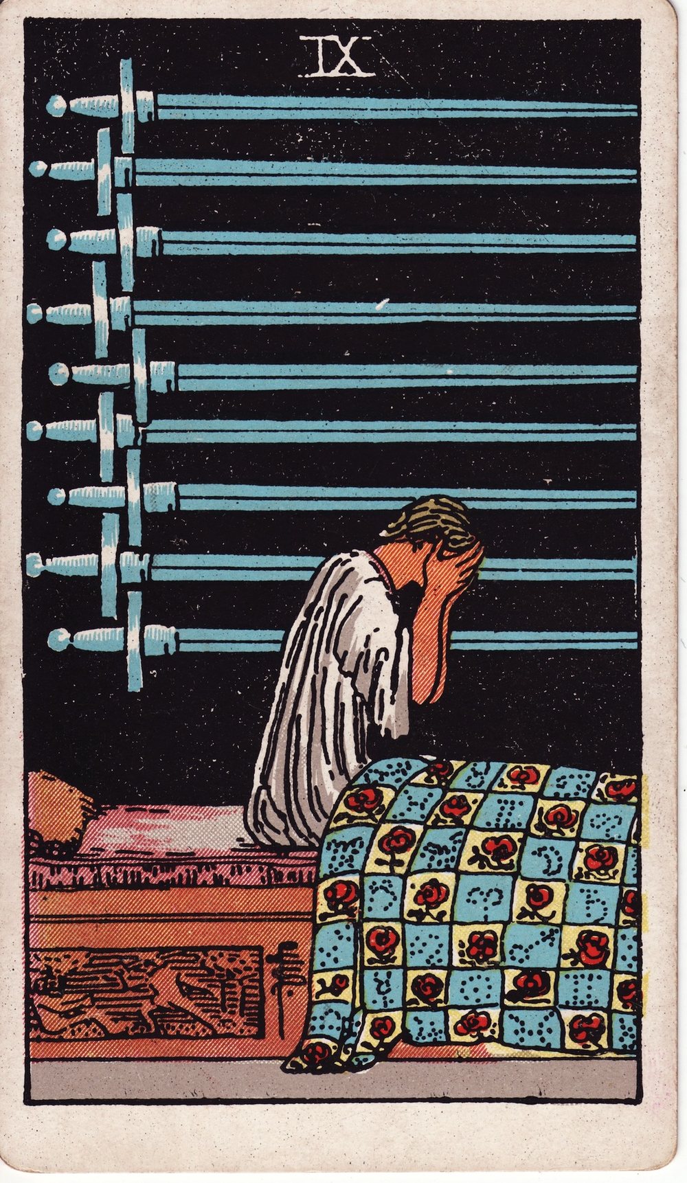 The Nine of Swords card in the Rider-Waite-Smith tarot deck
