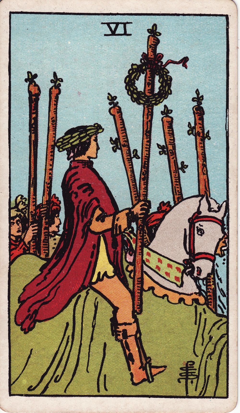 The Six of Wands card in the Rider-Waite-Smith tarot deck