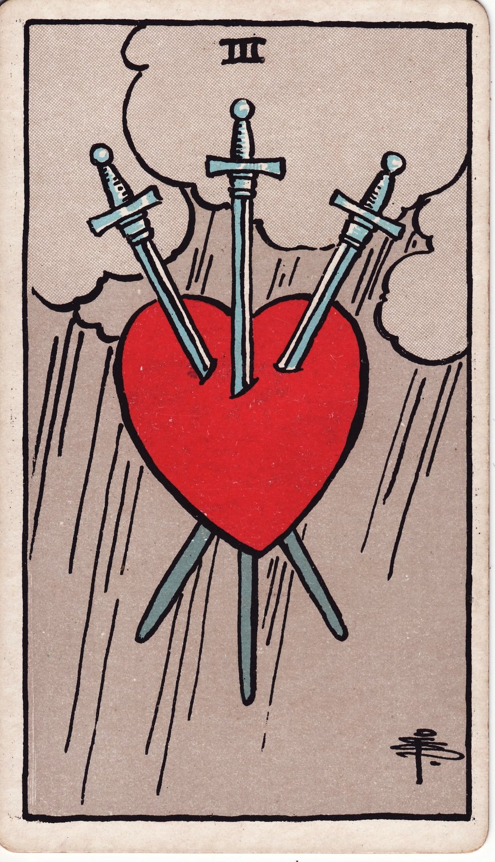 The Three of Swords card in the Rider-Waite-Smith tarot deck