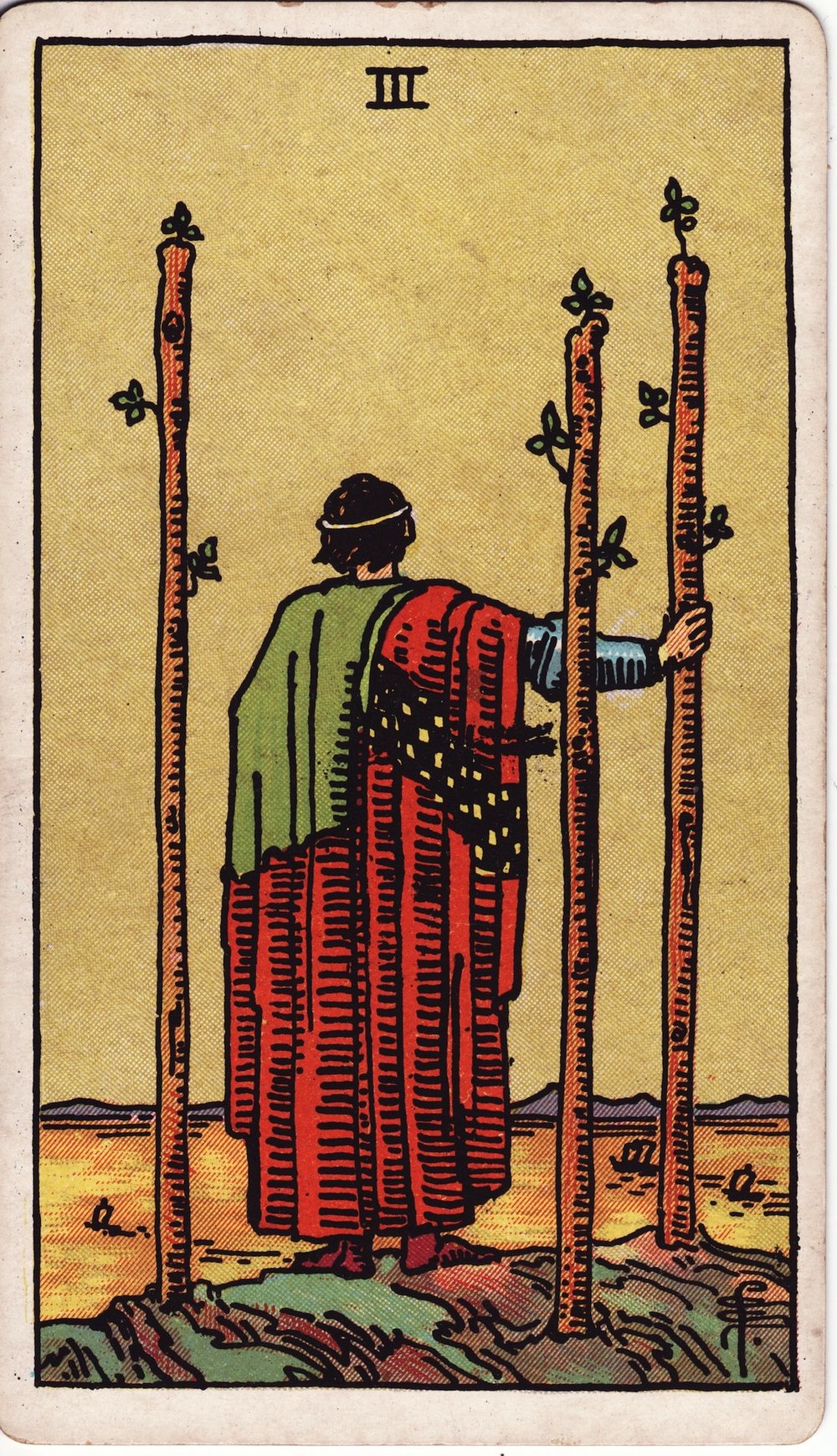 The Three of Wands card in the Rider-Waite-Smith tarot deck